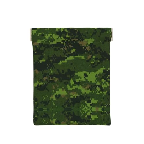 Münztasche aus Leder mit marokkanischem geometrischem Druck, mit Reißverschluss, Münzfach, Münzhalter, Münzgeldbörse für Männer und Frauen, Grün Armee Digital Camouflage, Einheitsgröße, Münztasche von WANGHAHA