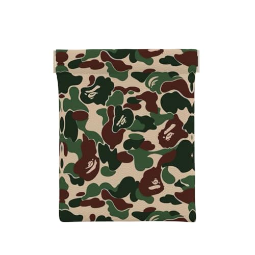 Münztasche mit Auto-Muster, Leder, Reißverschluss, Münzfach, Kleingeldhalter, Münzgeldbörse für Männer und Frauen, camouflage grün, Einheitsgröße, Münztasche von WANGHAHA