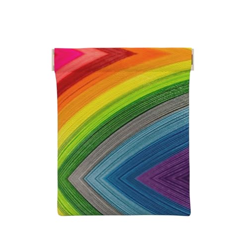 Münztasche mit Regenbogen-Herz-Druck, Leder, Reißverschluss, Münzfach, Münzfach, Münzfach für Männer und Frauen, Regenbogenfarbene Streifen, Einheitsgröße, Münztasche von WANGHAHA