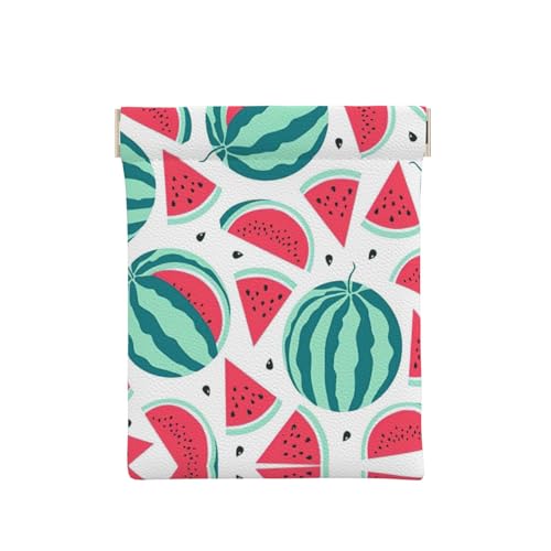 Münztasche mit Reißverschluss, Leder, mit Wassermelonen-Druck, Münzfach, Münzfach, Münzgeldbörse für Männer und Frauen, Früchte Wassermelone, Einheitsgröße, Münztasche von WANGHAHA