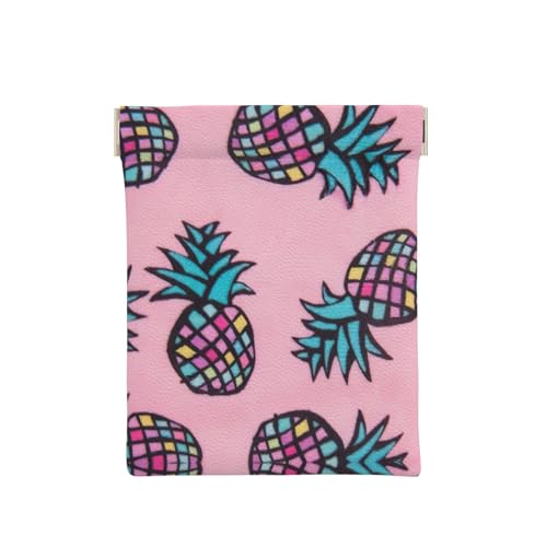 Münztasche mit farbigen Punkten, Kunstdruck, Leder, Reißverschluss, Münzfach, Münzfach, Geldbörse für Männer und Frauen, Farbe: Ananas, Einheitsgröße, Münztasche von WANGHAHA