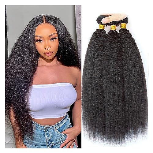 Human Hair Bundles Glatte Haarbündel, 100% Echthaarverlängerungen for Frauen, glattes Haar, 1/3/4 Bündel, Angebote, natürliche Haarwebart Haarverlängerungen (Size : 24 24 26 26) von WANGHAI-666