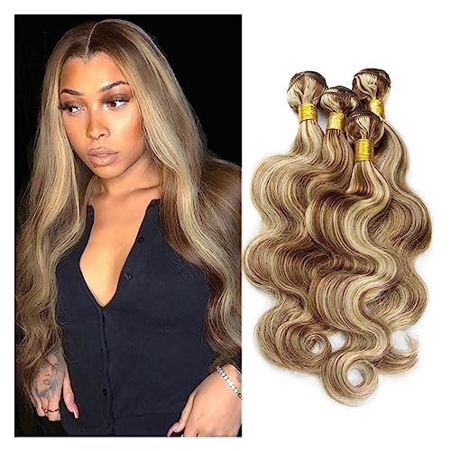 Human Hair Bundles Highlight Menschliches Haar Bundles P4/613 Highlight Bundles for Schwarze Frauen Remy Körper Welle Asche Blonde Farbige Menschliches Haar weben 1/3 Bundles Haarverlängerungen(Color: von WANGHAI-666