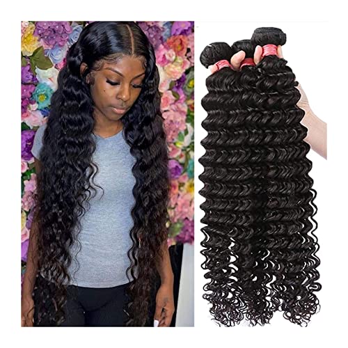 Human Hair Bundles Tiefes gewelltes Echthaar-Bündel, 20,3–76,2 cm, brasilianisches reines Haar, tiefe Welle, 1 3 oder 4 Bündel, unverarbeitetes, natürliches, doppelt gewebtes Haar for schwarze Frauen von WANGHAI-666