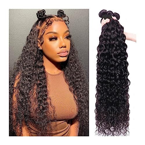 Human Hair Bundles Wasser Welle Bundles Brasilianische Tiefe Welle Menschliches Haar 3 Bundles Tiefe Lockige Bundles for Schwarze Frauen 100% Menschliches Haar Bundles Haarverlängerungen(Size:8 10 12 von WANGHAI-666