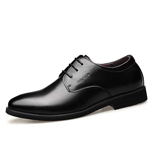 WANGLL Formelle Oxford-Schuhe für Herren, Schnür-Derby-Schuhe mit runder Spitze, Rindsleder, rutschfest, rutschfest, Low-Top, rutschfest, Blockabsatz, Business von WANGLL