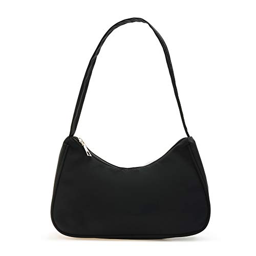 WANGQI Damen Handtaschen Schultertasche, modische lässige klassische All-Match-Unterarmtasche einfarbige Achsel Nylon Hobos Tasche Frauen Reißverschluss Umhängetasche (Große) von WANGQI