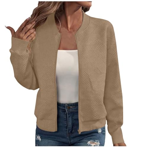 Bomberjacke Damen Leichte Blouson Jacke Pilotenjacke Langarm Rundhals Fliegerjacke Zip Outwear Mäntel Solid Outdoorjacke Elegant Übergangsjacke Sport Style für Frauen Frühling Sommer Coat Bomberjacke Damen Leichte Blouson Jacke Pilotenjacke Langarm Rundhals Fliegerjacke Zip Outwear Mäntel Solid Outdoorjacke Elegant Übergangsjacke Sport Style für Frauen Frühling Sommer Coat von WANGTIANXUE