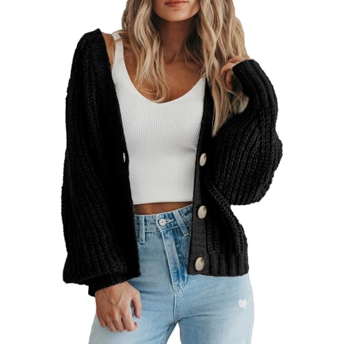 WANGTIANXUE Strickjacken für Damen Elegant Gerippt Cardigan Langarm Knopfleiste mit Taschen Lockere Casual Strickcardigan WANGTIANXUE Strickjacken für Damen Elegant Gerippt Cardigan Langarm Knopfleiste mit Taschen Lockere Casual Strickcardigan von WANGTIANXUE