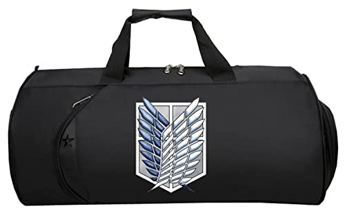 WANHONGYUE Anime Attack on Titan Shingeki No Kyojin Duffel Bag Gym Tasche für Herren Damen Sport Reisetasche Unisex Umhängetasche Handgepäck Schwarz/1 von WANHONGYUE