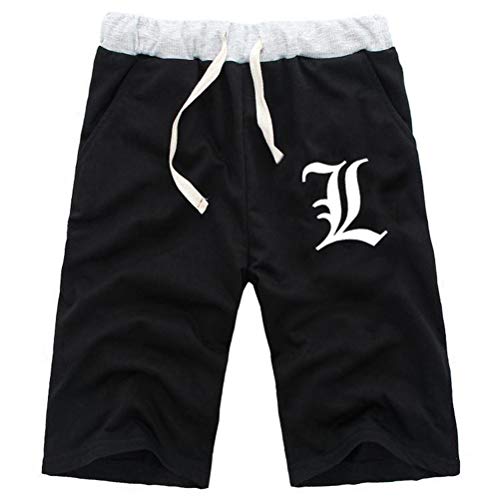 WANHONGYUE Anime Death Note Herren Sport Shorts Kurze Hose Sweatpants Beach Jogging Hosen Boardshorts Schwarz/2 XXL von WANHONGYUE