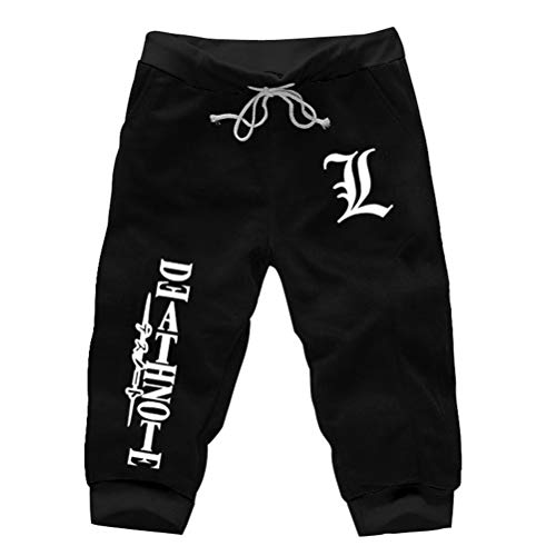 WANHONGYUE Anime Death Note Herren Sport Shorts Kurze Hose Sweatpants Beach Jogging Hosen Boardshorts Schwarz/3 XXL von WANHONGYUE