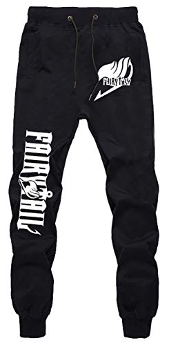 WANHONGYUE Anime Fairy Tail Sweatpants Jogginghose Cosplay Kostüm Lange Trousers Sporthose Trainingsanzug mit Taschen Schwarz 3 XL von WANHONGYUE