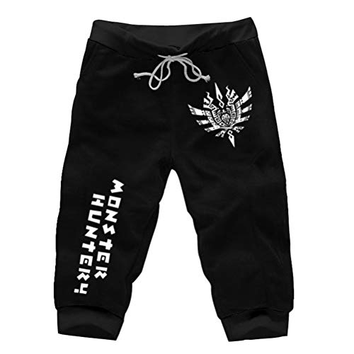 WANHONGYUE Anime Monster Hunter Herren Sport Shorts Kurze Hose Sweatpants Beach Jogging Hosen Boardshorts Schwarz XXL von WANHONGYUE