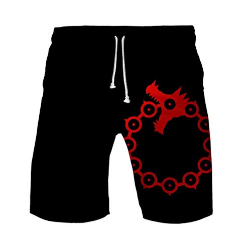 WANHONGYUE Anime Nanatsu No Taizai The Seven Deadly Sins Herren Badehose Strand Shorts 3D Druck Sommer Beach Shorts Boardshorts Swim Trunks 1109/9 S von WANHONGYUE