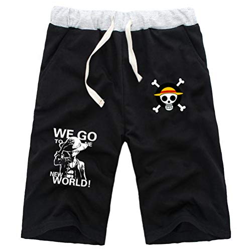 WANHONGYUE Anime One Piece Luffy Herren Sport Shorts Kurze Hose Sweatpants Beach Jogging Hosen Boardshorts Schwarz/1 M von WANHONGYUE