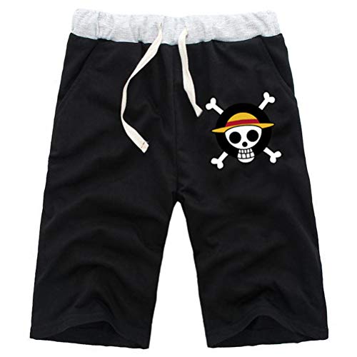 WANHONGYUE Anime One Piece Luffy Herren Sport Shorts Kurze Hose Sweatpants Beach Jogging Hosen Boardshorts Schwarz/3 L von WANHONGYUE