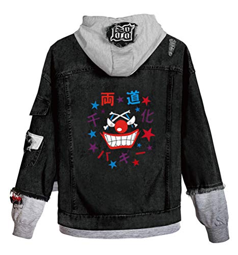 WANHONGYUE Anime One Piece Luffy Jeansjacke Hoodie Denim Jacket Unisex Kapuzenpullover Sweatshirt Mantel Schwarz/12 3XL von WANHONGYUE