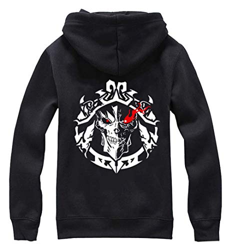 WANHONGYUE Anime Overlord Hoodie Jacket Cosplay Kostüm Zipper Pullover Jacke Outwear Sweatshirt Mantel Schwarz-1 XXL von WANHONGYUE