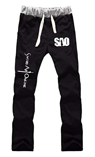 WANHONGYUE Anime Sword Art Online SAO Sweatpants Jogginghose Cosplay Kostüm Lange Trousers Sporthose Trainingsanzug mit Taschen Schwarz 4 L von WANHONGYUE