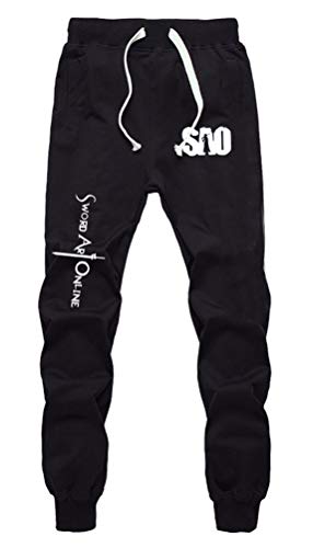 WANHONGYUE Anime Sword Art Online SAO Sweatpants Jogginghose Cosplay Kostüm Lange Trousers Sporthose Trainingsanzug mit Taschen Schwarz 8 M von WANHONGYUE