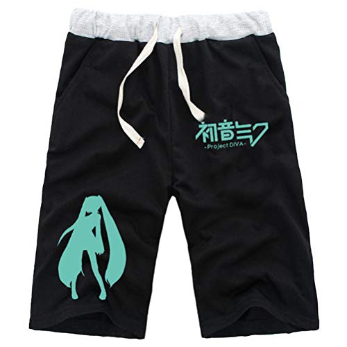 WANHONGYUE Anime Vocaloid Hatsune Miku Herren Sport Shorts Kurze Hose Sweatpants Beach Jogging Hosen Boardshorts Schwarz/1 L von WANHONGYUE