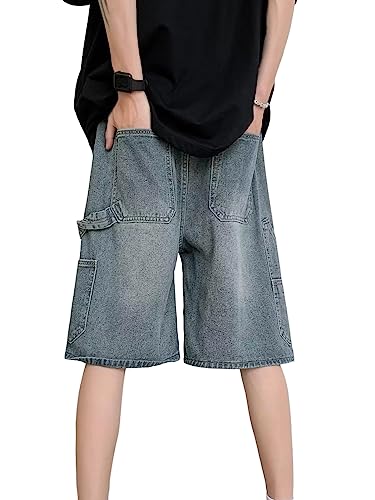 Baggy Jeans Shorts Herren Sommer Y2K Jeanshorts Hip Hop Denim Shorts Bermuda Shorts Vintage Streetwear Kurze Jeans von WANLAI