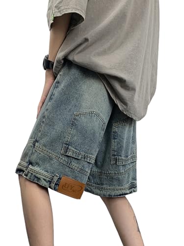 Jorts Baggy Y2k Herren Jeanshorts Sommer Vintage Hip Hop Skateboard Kurze Jeans Teenager Jungen Denim Shorts Streetwear von WANLAI