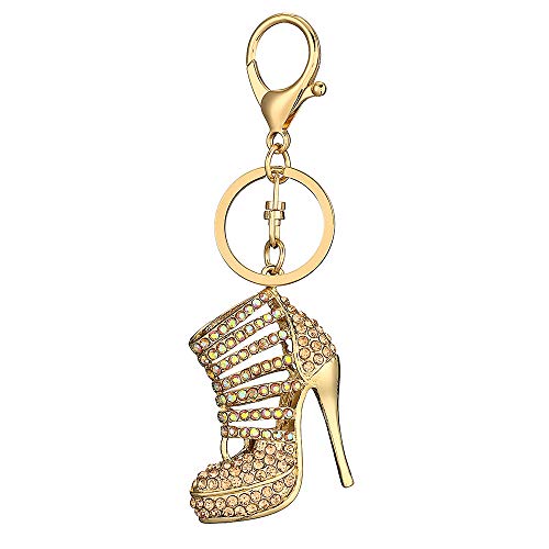 Hohle High Heels Strass Schlüsselanhänger, Bling Sandalen Schlüsselanhänger Gr. L, champagnerfarben von WANLIAN