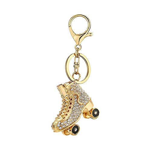 Skates Strass Schlüsselanhänger, Schuh Gold funkelnder Charm Schlüsselanhänger Gr. L, gold von WANLIAN