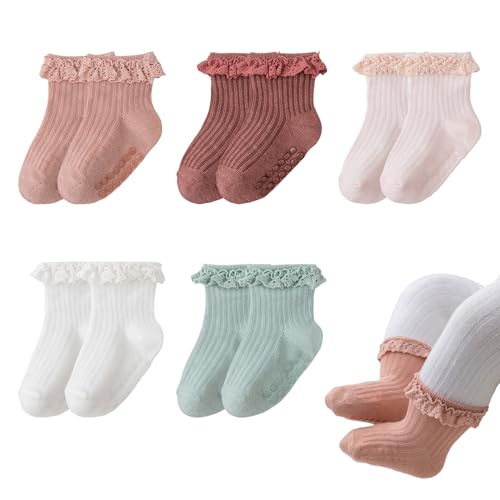 5 Paar Baby Socken,Babysocken 0-6 Monate,Säugling Rüschen Spitze Socken,Rüschensocken Kinder,Bequem und Atmungsaktiv,Frühling und Herbst,Rutschfeste Rüschen socken für Mädchen,Baumwollsocken - Größe S 5 Paar Baby Socken,Babysocken 0-6 Monate,Säugling Rüschen Spitze Socken,Rüschensocken Kinder,Bequem und Atmungsaktiv,Frühling und Herbst,Rutschfeste Rüschen socken für Mädchen,Baumwollsocken - Größe S von WANTUSHUI
