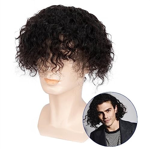 Toupet für Männer 7-Zoll-wassergelockte männliche Haarprothese Monospitze mit PU-Haar-Toupet-Systemeinheit for Männer Langlebiger schwarzer Echthaarersatz Herrenperücke Haarverlängerungen (Color : 1# von WAOCEO