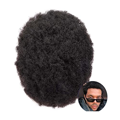 Toupet für Männer Afro-Männer-Toupet, männliches Haar, kapillar, langlebig, feine Mono-Perücke, französische Spitze, Herren-Perücken, Prothese, 15,2 cm, Ersatzsystem, Einheit, Remy-Echthaar-Perücke Ha von WAOCEO