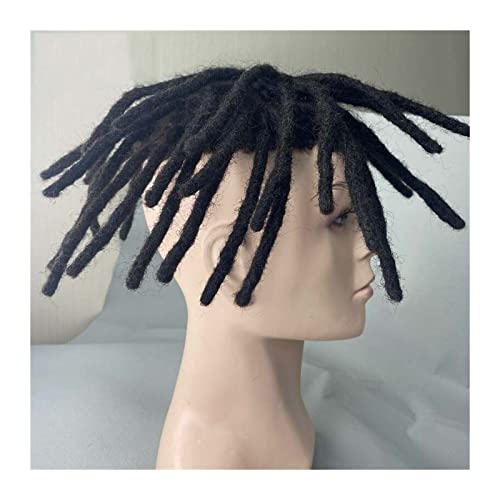 Toupet für Männer Dreadlock-Männerhaar-Prothesen-Toupet for Männer, Mono-Afro-Lockenhaar-Systemeinheit for schwarze Männer #1B, indisches Echthaar-Herrenperücke Haarteil für Männer (Color : 7inch Col von WAOCEO