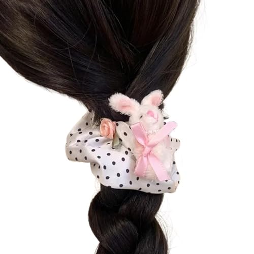 Haargummis Mit Schleife Hase Dicker Hochsteckfrisur Übergroßes Haargummi Elegantes Haarseil Haargummi Für Damen Pferdeschwanzhalter Elastisches Haargummi von WATERBELINE