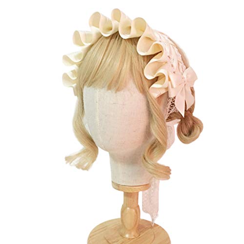 Schönes Süßes Haarband Maid Cosplay Stirnband Spitze Kopfbedeckung Handgemachtes Band Schleife Haarschmuck Für Mädchen Stirnband von WATERBELINE