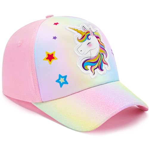 WAWSAM Einhorn Mädchen Baseballkappe Verstellbarer Basecap Kinder Snapback Trucker Cap Baumwolle Cappy Mädchen Mütze Sonnenhut für Reisen Schule Outdoor Sportarten von WAWSAM