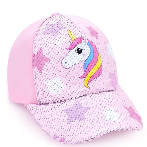 WAWSAM Einhorn Mädchen Baseballkappe Verstellbarer Basecap Kinder Snapback Trucker Cap Baumwolle Cappy Mädchen Mütze Sonnenhut für Reisen Schule Outdoor Sportarten von WAWSAM