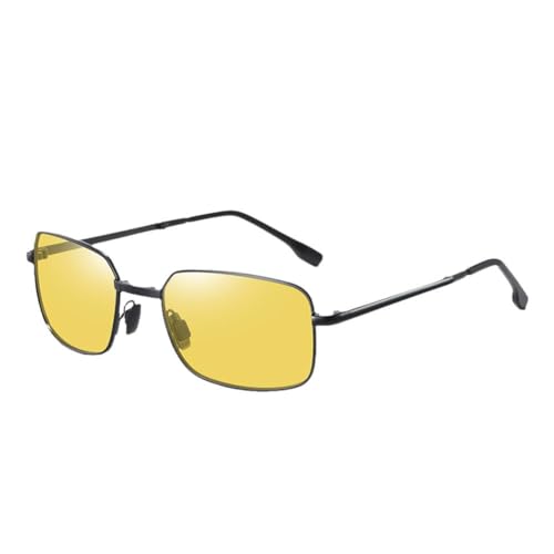 WAXCMXYH Faltbare Metall-Sonnenbrille für Damen und Herren, Sonnenschutz, Strahlung, UV-Brille, Schutz, tragbar, Schwarz + Gold, Einheitsgröße von WAXCMXYH