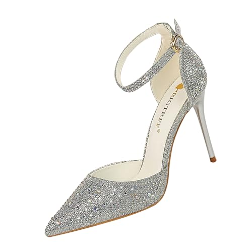 sexy high Heels Glitzer Pumps Damen Kann Beinlinien sehr gut dehnen (Silber,40) von WBITJDK