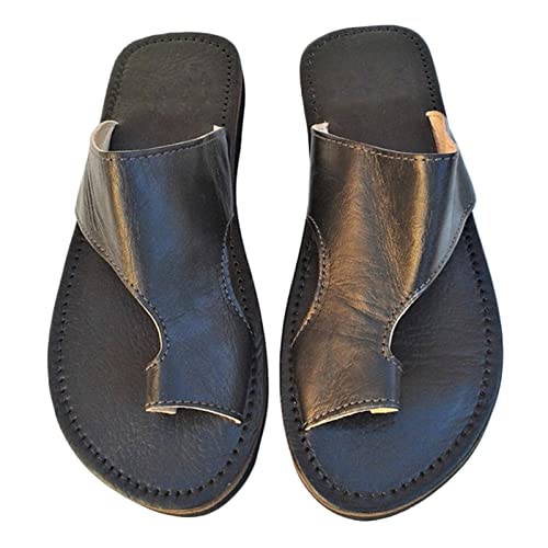 Plantarfasziitis Sandalen für Herren,Jahrgang Römisch Leicht Orthopädische Hausschuhe,Lässig Komfortabel Weich Hallux Valgus Flip-Flops,für Fußgewölbe/Fußkorrektur (Color : Black, Size : 41 EU) von WCXTY