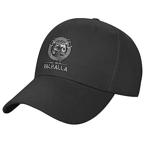 WDBAYXH Valhalla Baseballkappe Viking Odin Sport Sonnenmütze für Herren & Damen, 100% Baumwolle Trucker-Mütze Golf Outdoor Kappe, Verstellbare Schwarze Retro Freizeit Hip Hop Cap,Valhalla b,OneSize von WDBAYXH