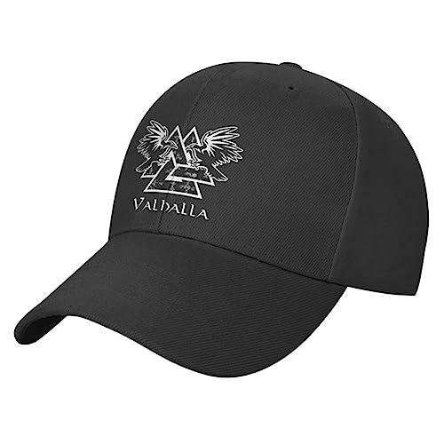 WDBAYXH Valhalla Baseballkappe Viking Odin Sport Sonnenmütze für Herren & Damen, 100% Baumwolle Trucker-Mütze Golf Outdoor Kappe, Verstellbare Schwarze Retro Freizeit Hip Hop Cap,Valknut,OneSize von WDBAYXH