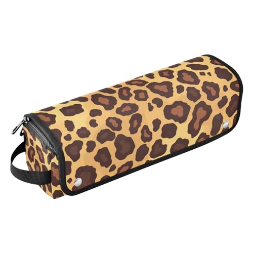 WDdZzyy Flache Reisetasche mit geometrischem Muster, Leopardenmuster, goldbraun, für heiße Haare, mit Eisenmatte, abnehmbares Haarstyling-Zubehör, Organizer für Glätteisen, Lockenstab, Haartrockner WDdZzyy Flache Reisetasche mit geometrischem Muster, Leopardenmuster, goldbraun, für heiße Haare, mit Eisenmatte, abnehmbares Haarstyling-Zubehör, Organizer für Glätteisen, Lockenstab, Haartrockner von WDdZzyy