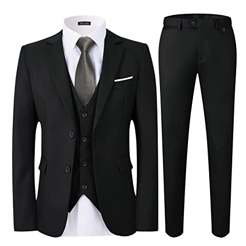 WEEN CHARM Herren anzüge 2-knopf slim fit 3 stück anzug klein schwarz von WEEN CHARM