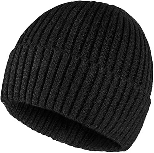 WEKNOWU Unisex Retro Beanie Cap Winter Strickmütze Soft Stretch Daily Beanie für Damen Herren, Schwarz , One size von WEKNOWU