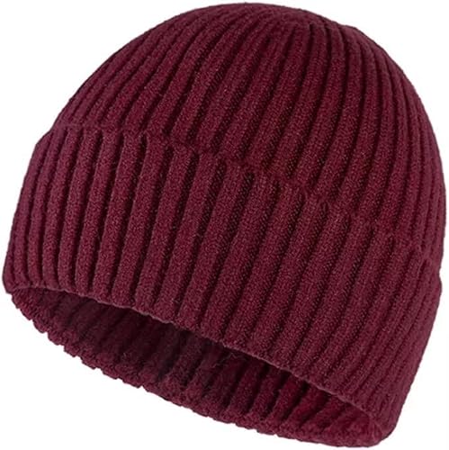 WEKNOWU Unisex Retro Beanie Cap Winter Strickmütze Soft Stretch Daily Beanie für Damen Herren Gr. One size, weinrot von WEKNOWU