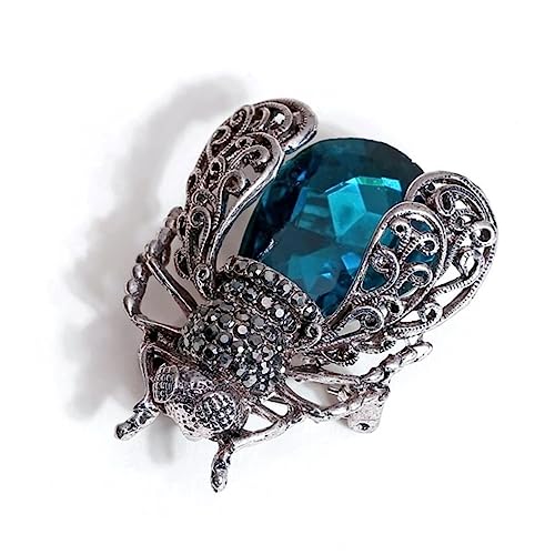 Retro-Brosche, Kristall-Insekten-Brosche, Käfer-Broschen, Anstecknadel, modische Brosche for Damen, Anstecknadeln, Schal-Clip, Schmuck-Brosche (Color : Blue) von WENFEN