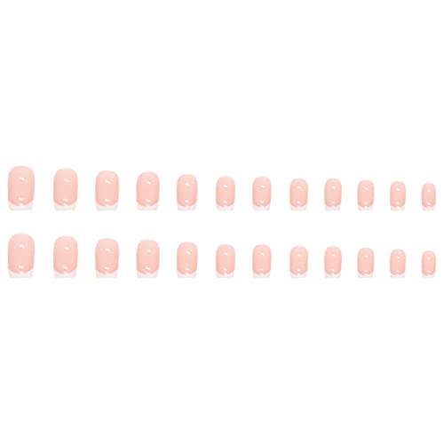 Tragender Maniküre-Patch, französische Maniküre, künstliche Nägel, Sternenhimmel, künstlicher Nagelflicken, tragender Nagel, 24 Nagelverbesserung, weiße Nagelspitzen (Pink-5, Einheitsgröße) (Color : von WENFEN