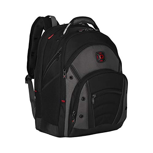 WENGER Synergy Laptop-Rucksack mit Tabletfach, Notebook bis 16 Zoll, Tablet bis 10 Zoll, Organizer, 26 l, Damen Herren, Büro Business-Reisen Uni, Schwarz/Grau, 600635 von WENGER